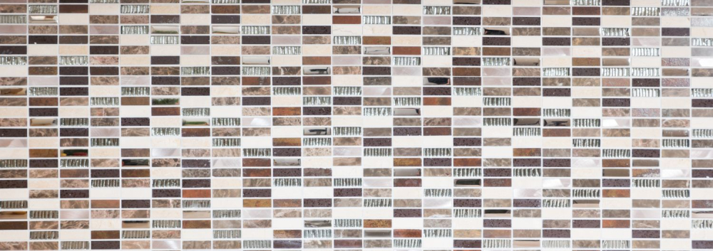 Mosaique rectangle Mosaique de verre Artificial Stein Alu EP mix beige marron Mix Translucide Composite aluminium aspect croise argent noir mat