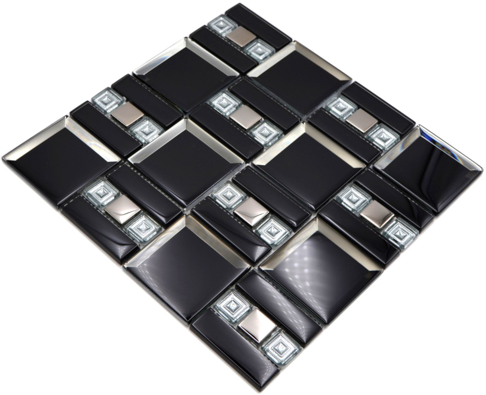Combinacion de mosaico de vidrio mezcla de mosaico negro translucido diamante mirada brillante