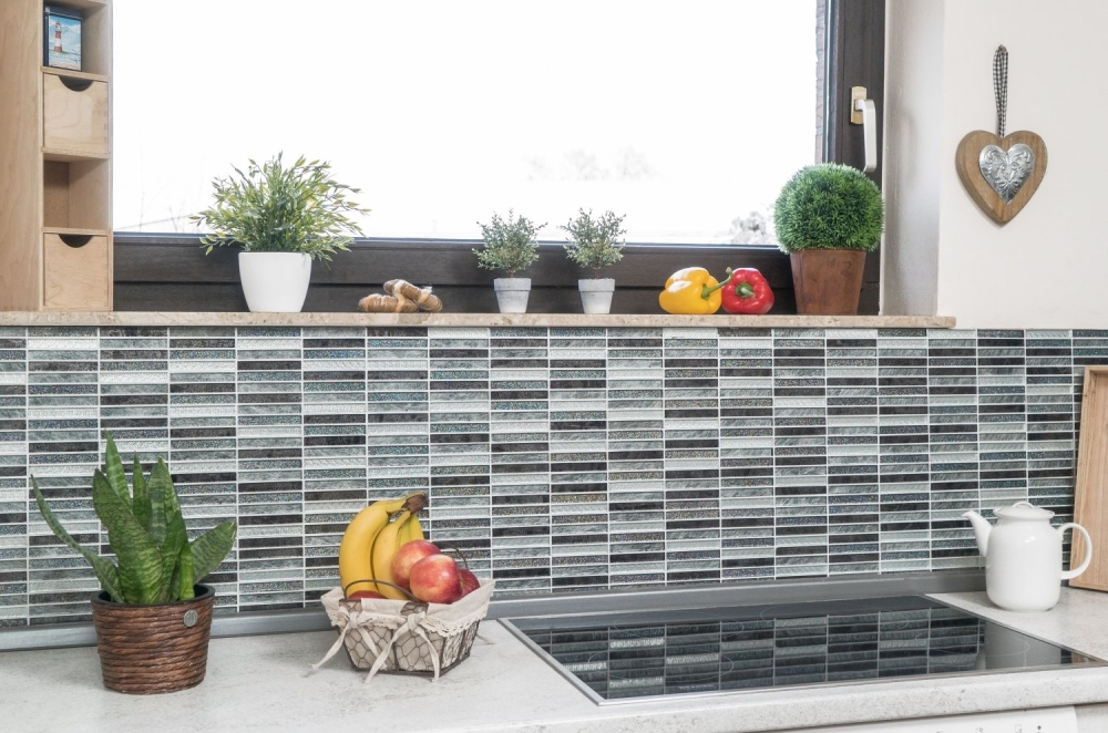 Batonnets de mosaique Mosaique de verre Day silver translucide aspect croise argent brillant