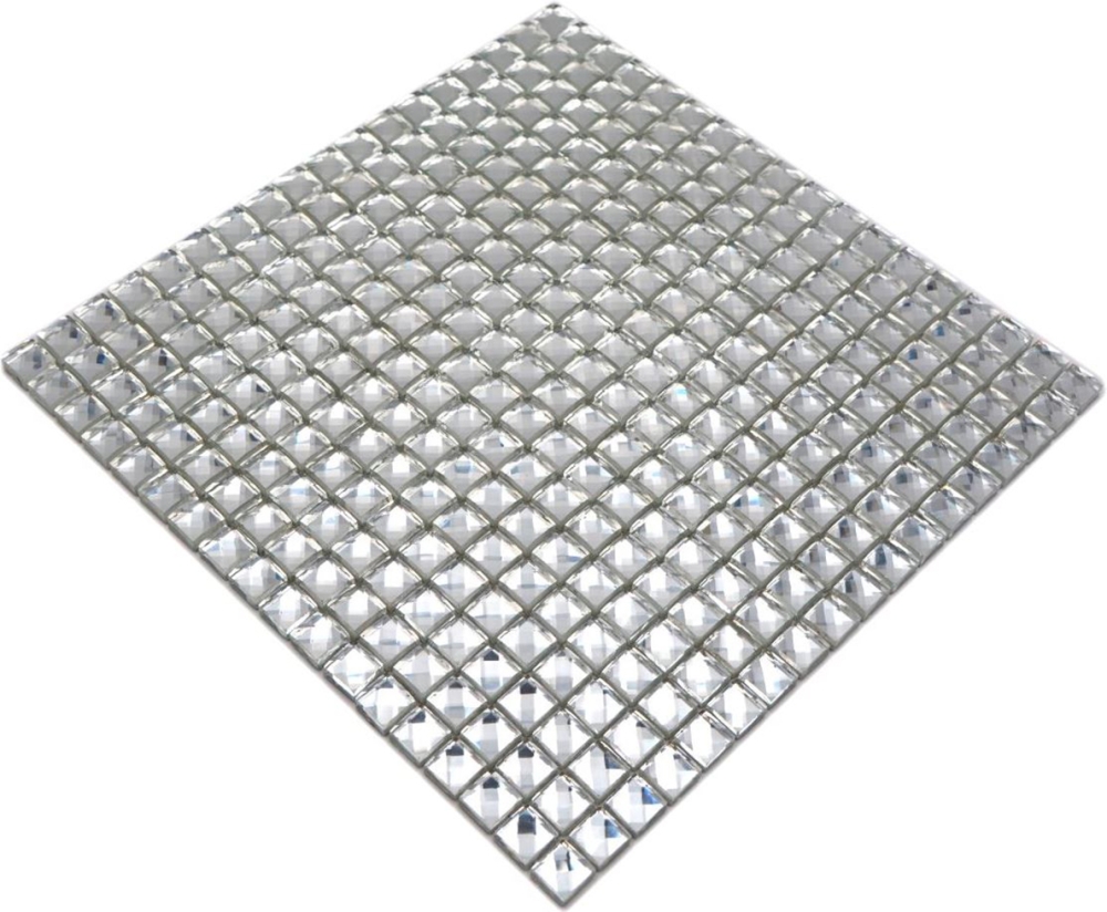 Mosaique Carre Mosaique de verre scintillant blanc translucide aspect diamant cristal brillant