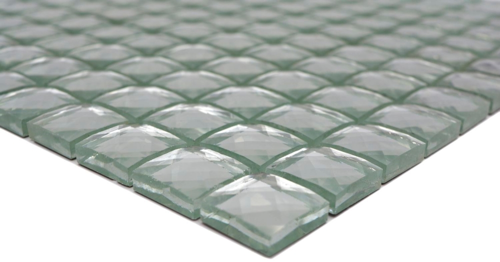 Mosaique Carre Mosaique de verre scintillant blanc translucide aspect diamant cristal brillant