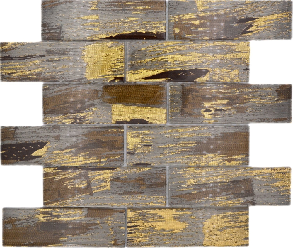 Mosaique de verre brun avec or brillant mur cuisine salle de bain douche - 88-SW01