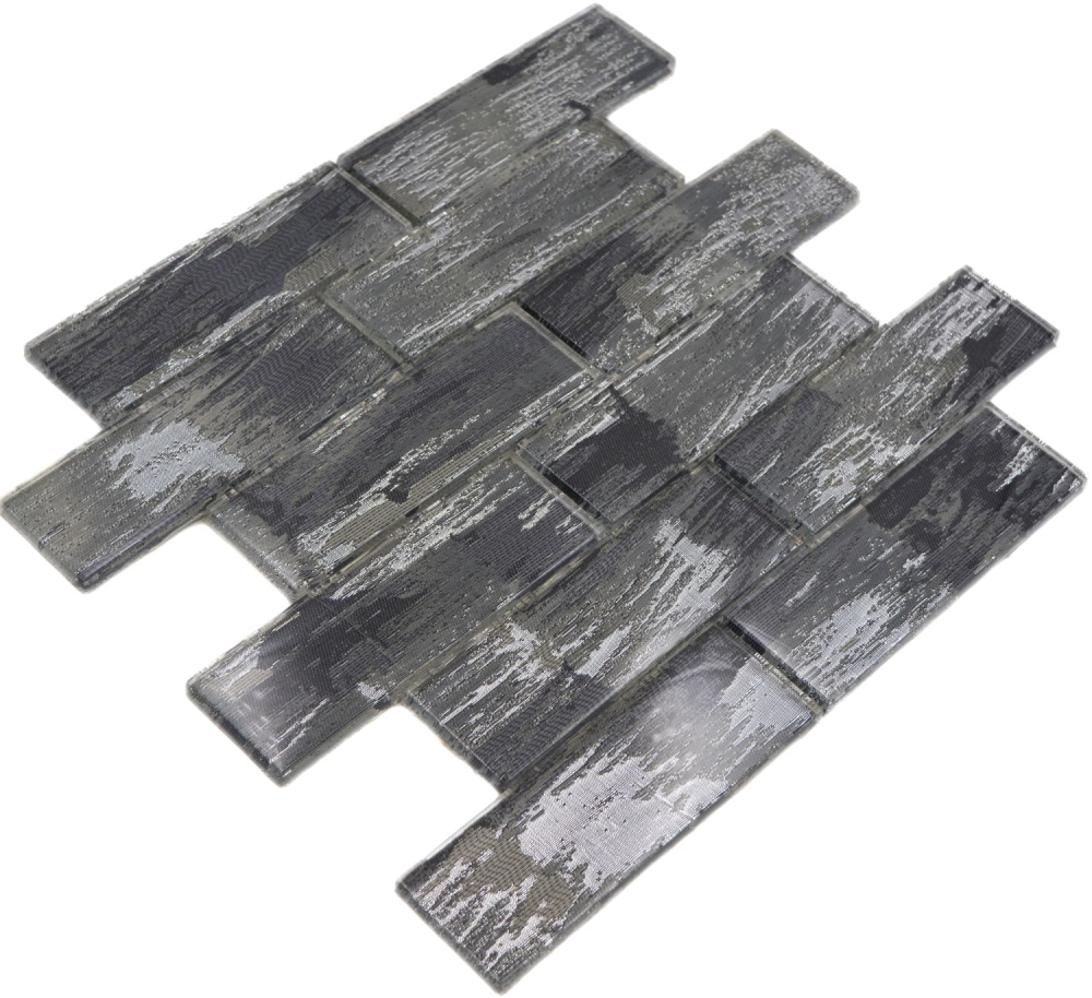 Mosaique de verre noir avec argent brillant mur cuisine salle de bain douche - 88-SW02