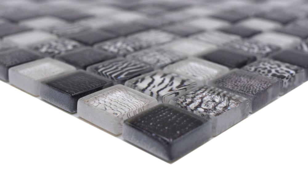 Mosaico Mosaico de vidrio cuadrado Wildlife negro Translucido Wildlife look negro brillante