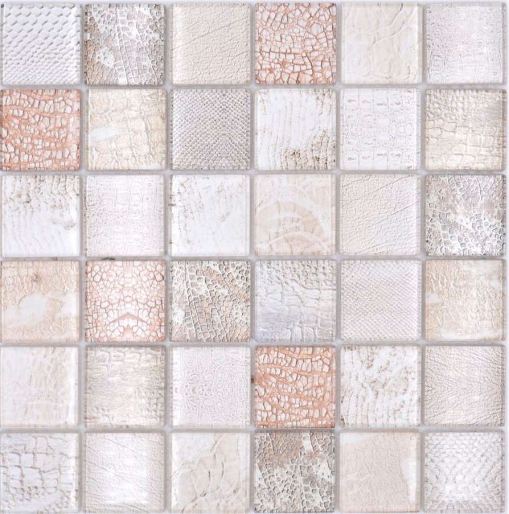 Mosaico cuadrado de vidrio mosaico de vida silvestre de color beige translucido mirada vida silvestre brillante
