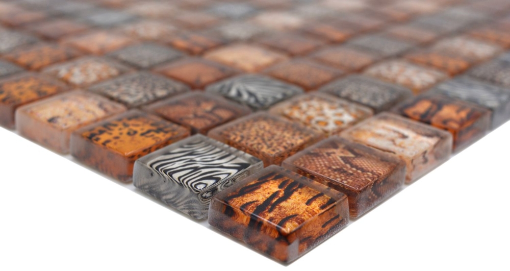 Mosaique Carre Mosaique de verre Wildlife lightbrown Translucide aspect vie sauvage brun clair brillant