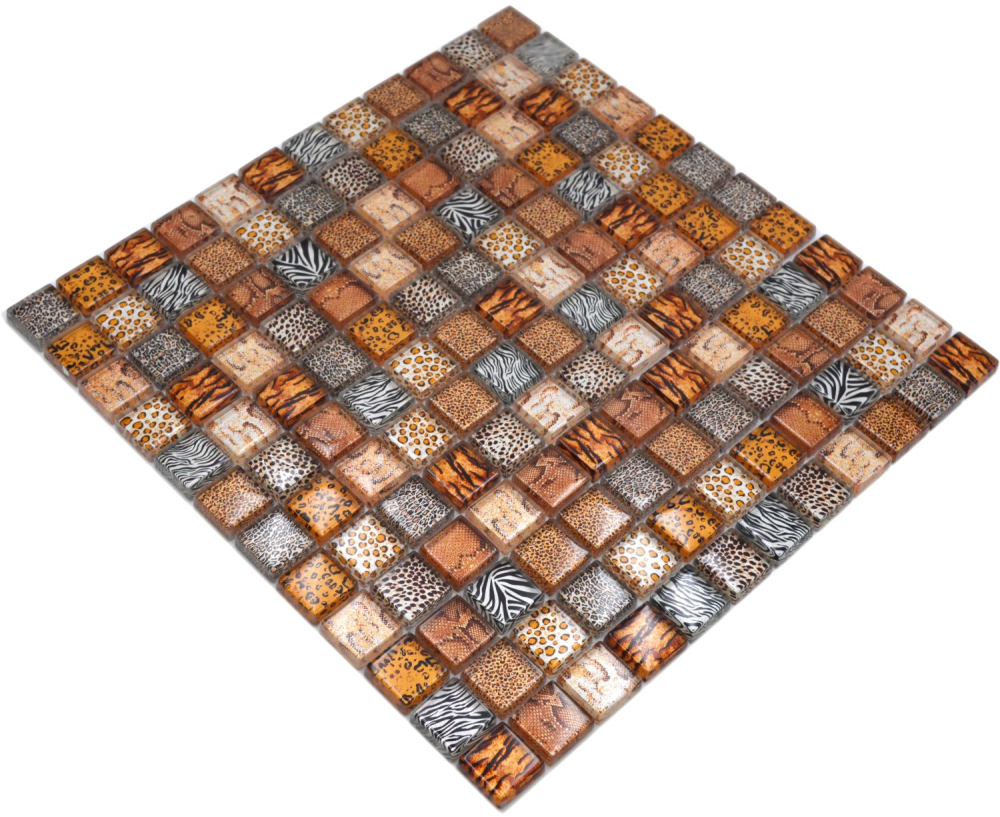 Mosaique Carre Mosaique de verre Wildlife lightbrown Translucide aspect vie sauvage brun clair brillant