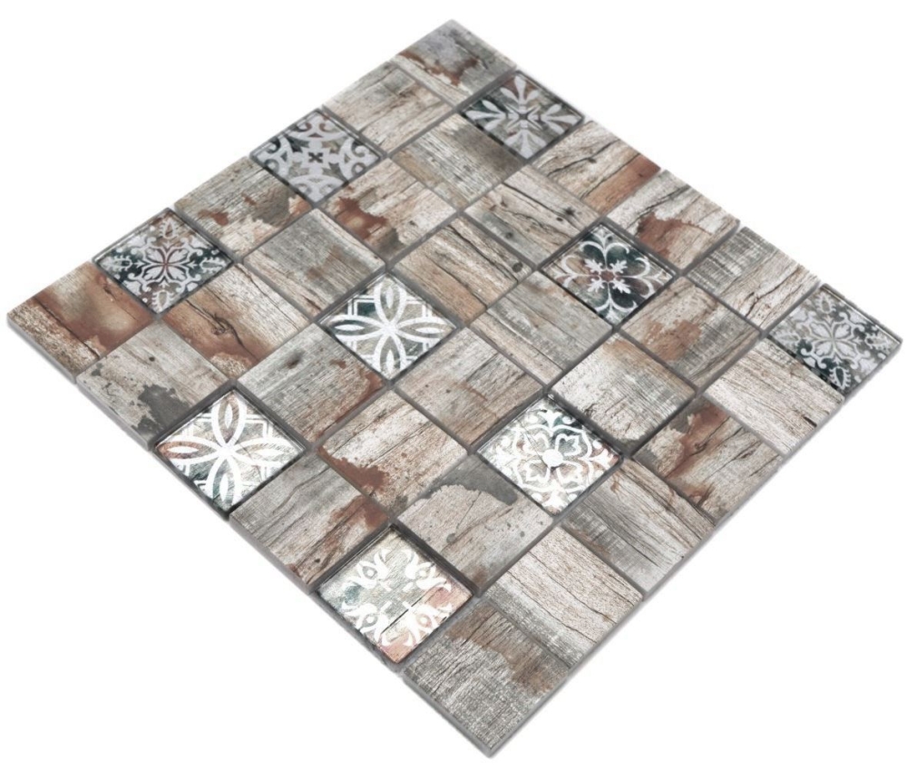 Mosaik Quadrat Glasmosaik mix lightbeige beige Transluzent hellbeige matt