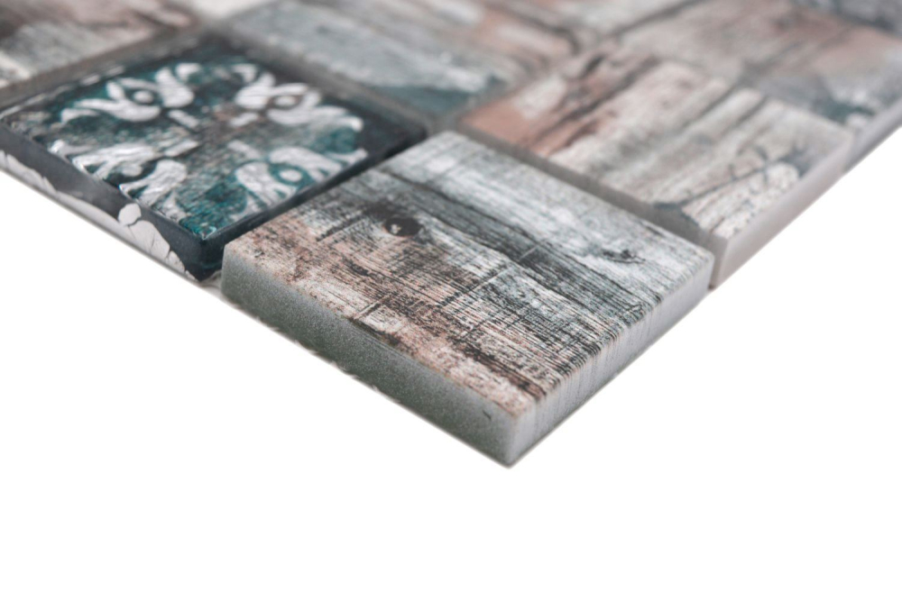 Mosaique Carre Mosaique de verre mix grey brown green Translucide gris brun vert mat