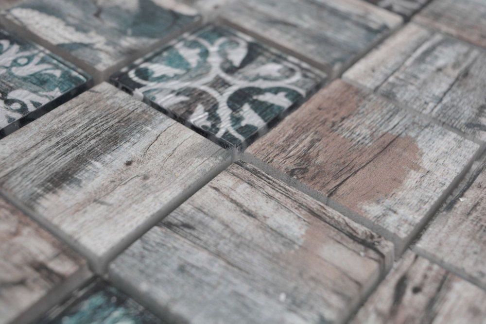Mosaique Carre Mosaique de verre mix grey brown green Translucide gris brun vert mat
