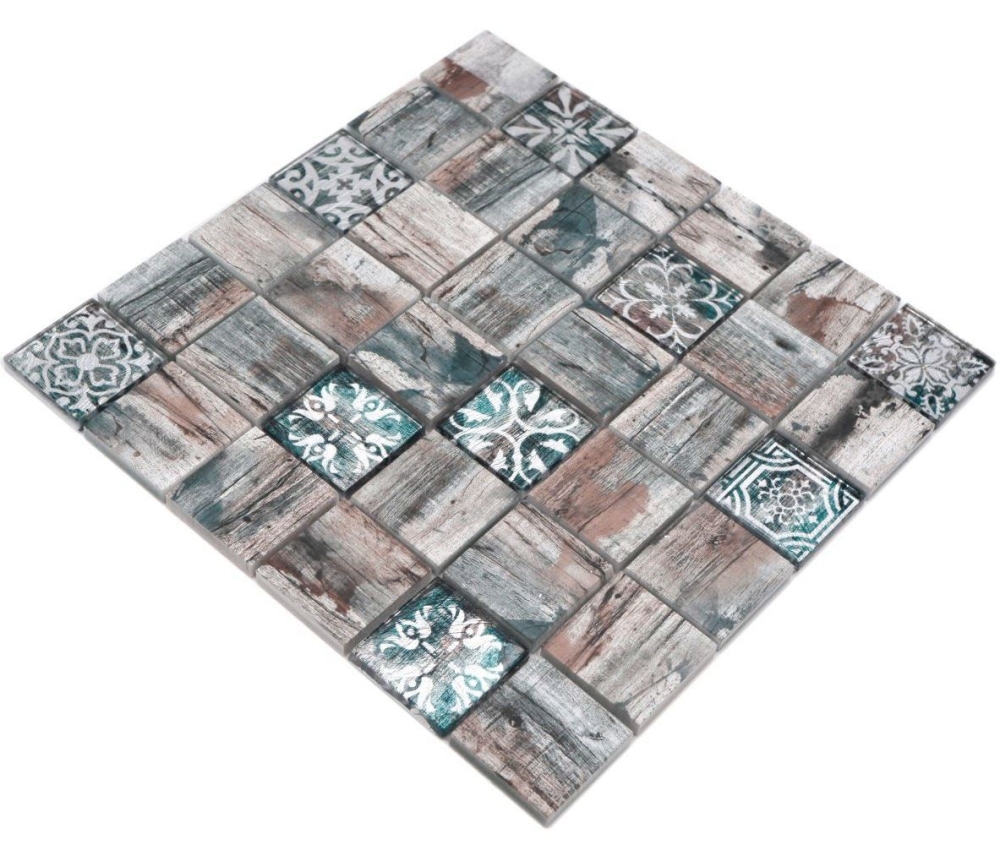 Mosaique Carre Mosaique de verre mix grey brown green Translucide gris brun vert mat