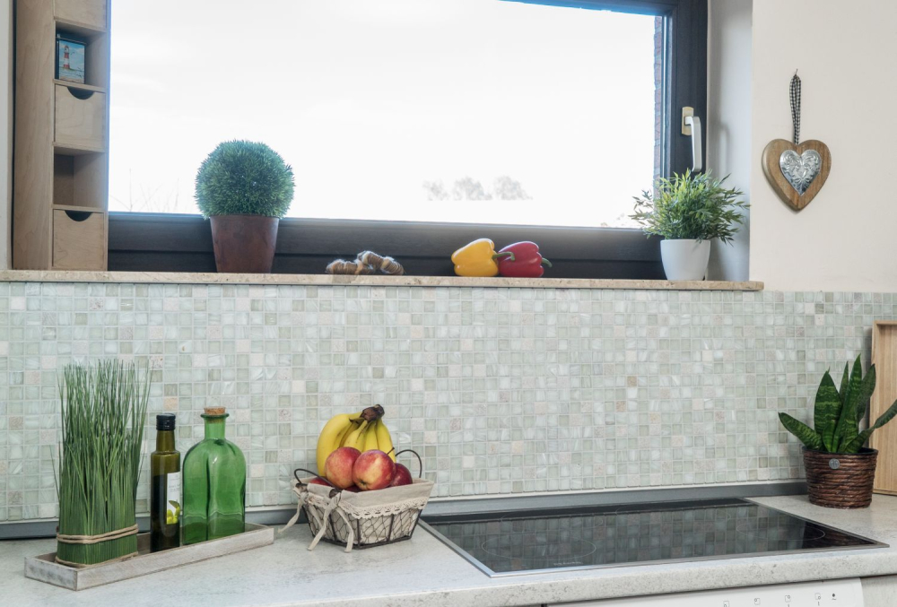 Mosaique Carre Mosaique de verre Pierre mix Cream blanc Mix translucide aspect strie brillant