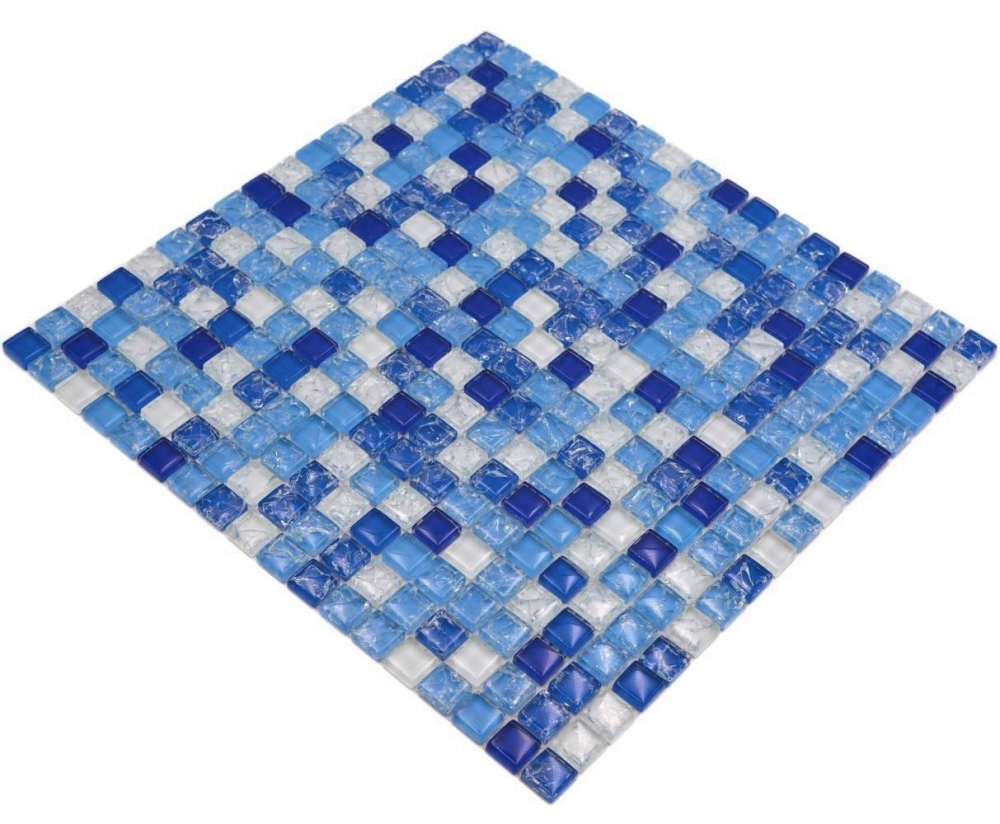 Glasmosaik Mosaikfliese gebrochen weiss Blau