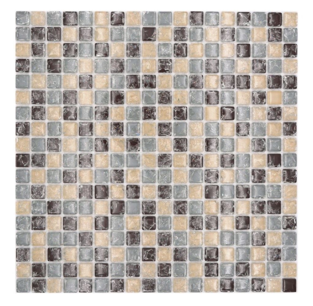 Mosaique Carre Mosaique de verre mix blue beige brown Translucide bleu marron brillant