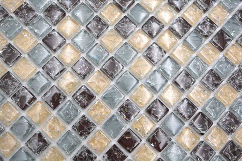 Glasmosaik Mosaikfliese gebrochen grau beige braune