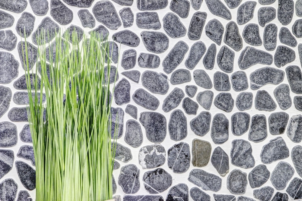 Mosaico guijarro corte uni negro fluor guijarro guijarro aspecto mate