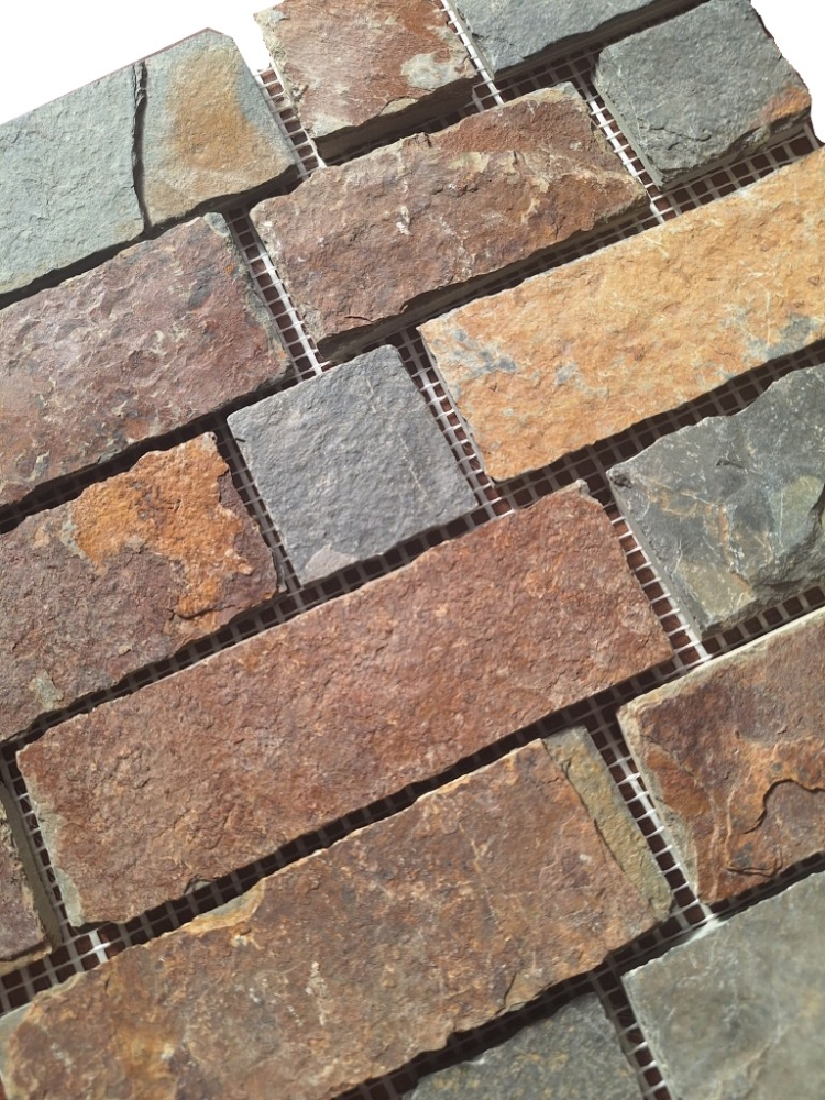 Mosaik Brick multi color Schiefer Mauerverbandoptik mehrfarben matt