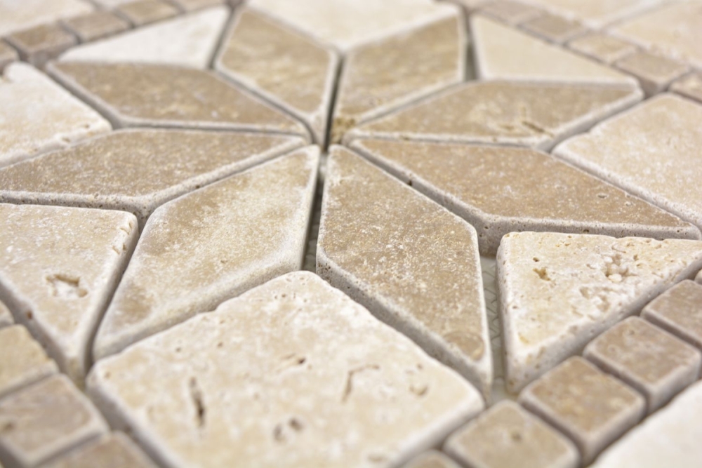 Rossone Dekor 30,5x30,5x1 Prater chiaro, noce Rosone Travertin mix beige braun matt