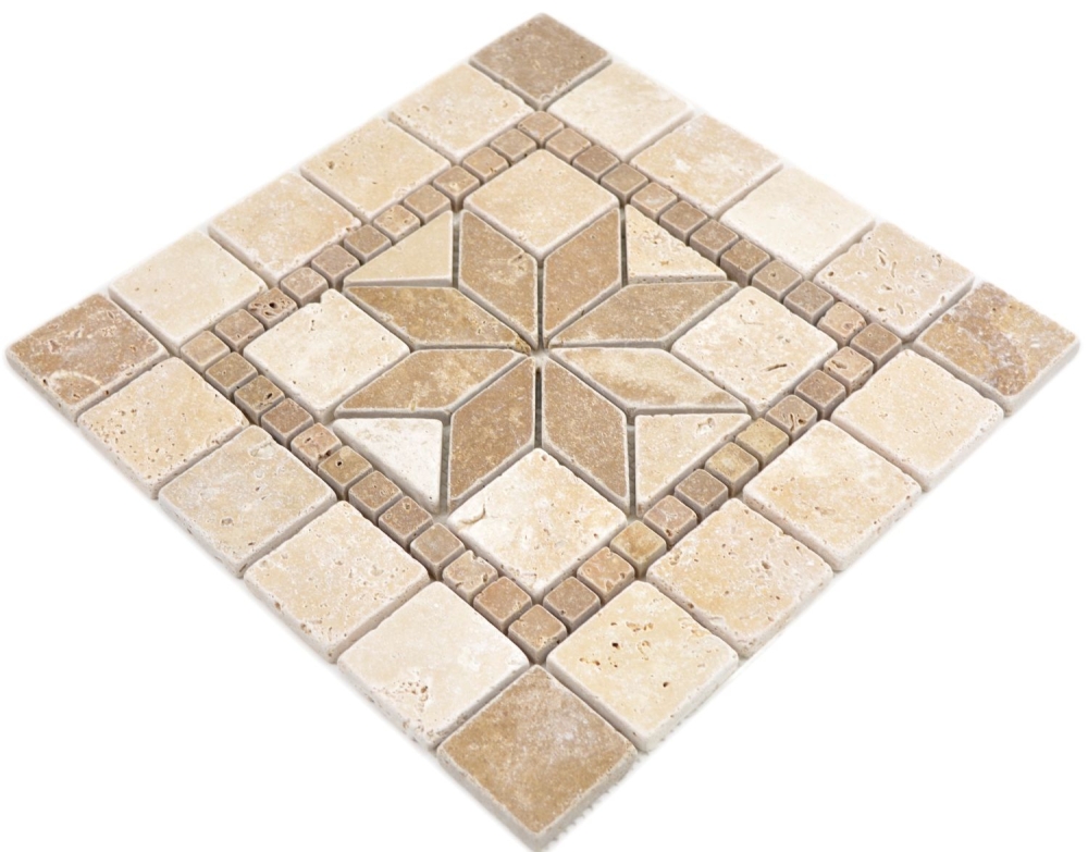 Rossone Dekor 30,5x30,5x1 Prater chiaro, noce Rosone Travertin mix beige braun matt