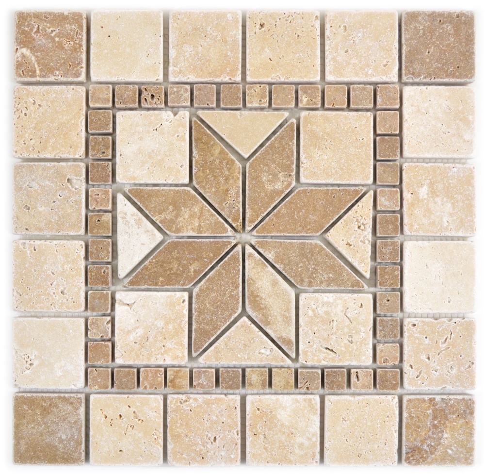 Rossone Dekor 30,5x30,5x1 Prater chiaro, noce Rosone Travertin mix beige braun matt