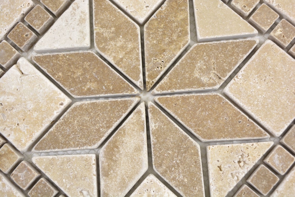 Rossone Dekor 30,5x30,5x1 Prater chiaro, noce Rosone Travertin mix beige braun matt