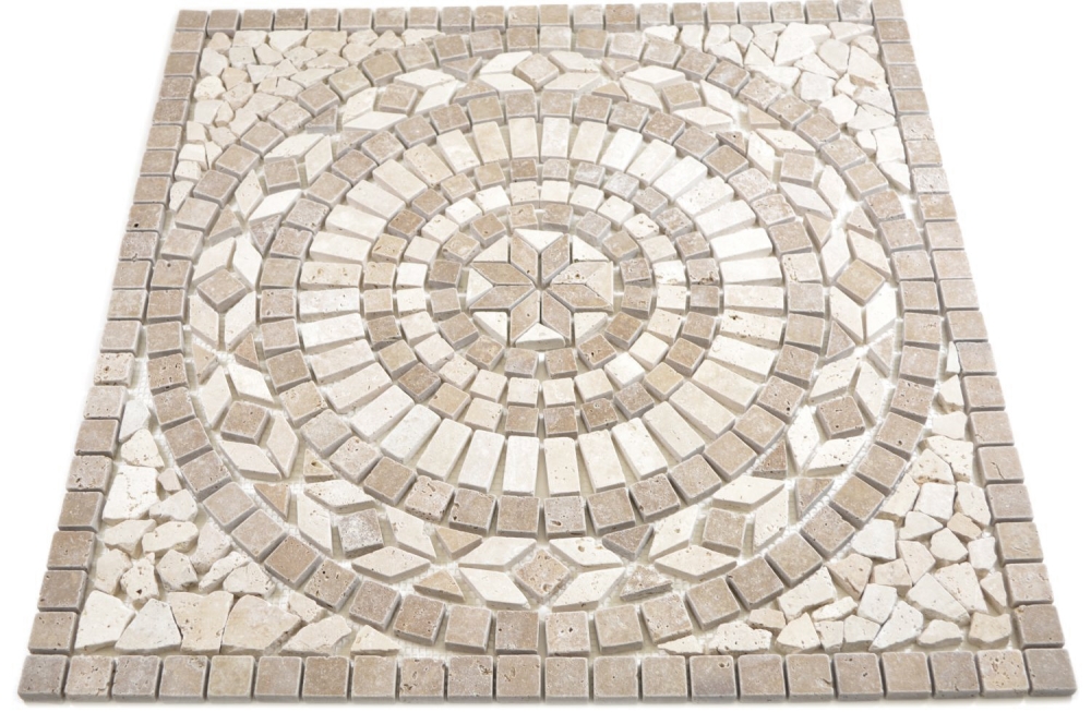 Rossone Dekor 61x61x1 Mars chiaro, noce Rosone Travertin mix beige braun matt