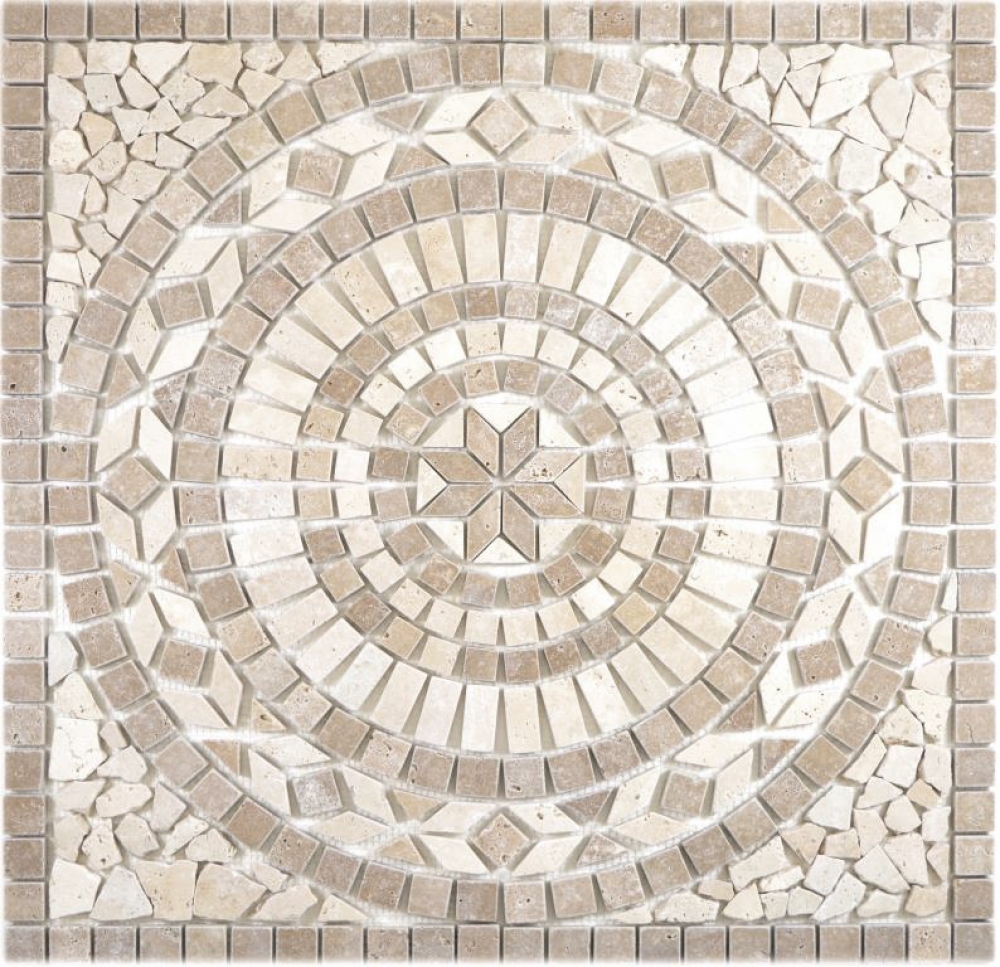 Rossone Dekor 61x61x1 Mars chiaro, noce Rosone Travertin mix beige braun matt