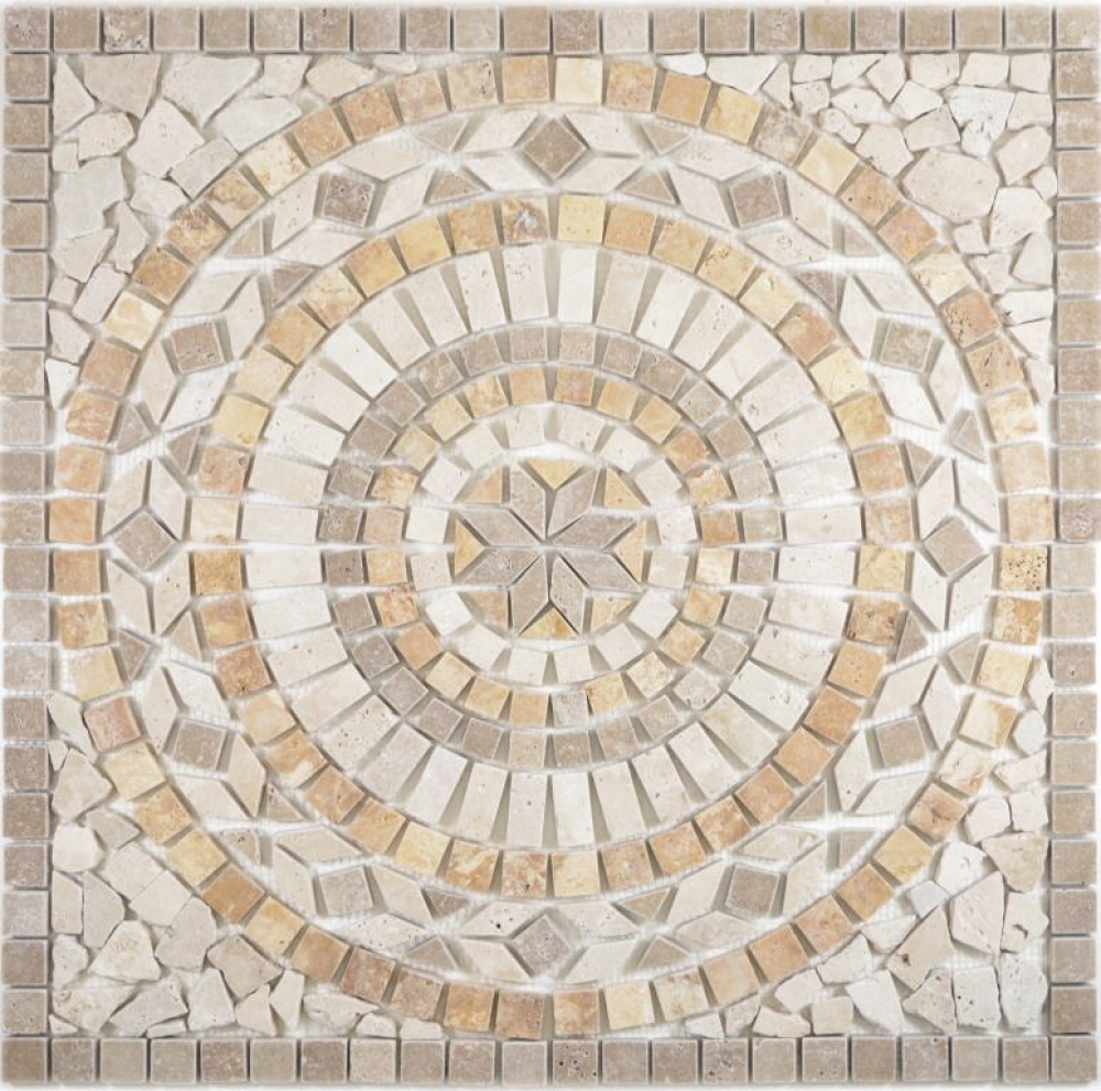 Rossone Dekor 61x61x1 Mercury noce, gold, chiaro Rosone Travertin mix beige braun gold matt