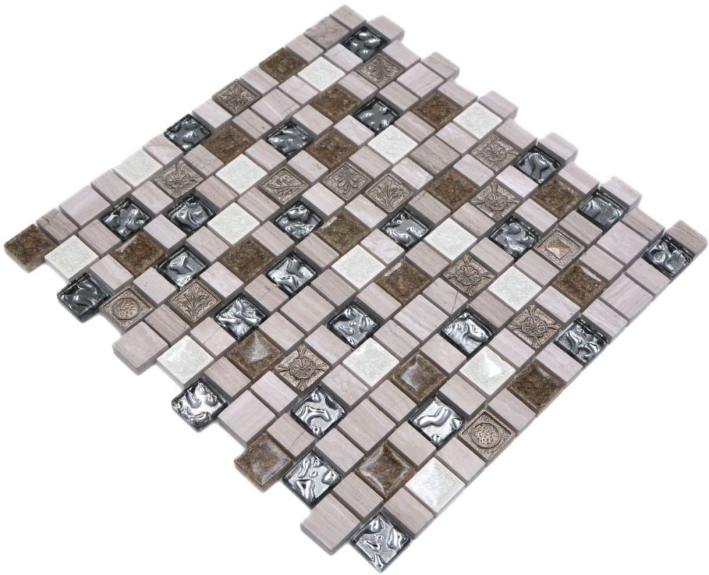 Mosaique Carreau composite Resine Ceramique blanc gris gris clair beige creme Multiformat Mosaique de verre Miroir - 82-2002 - Kopie
