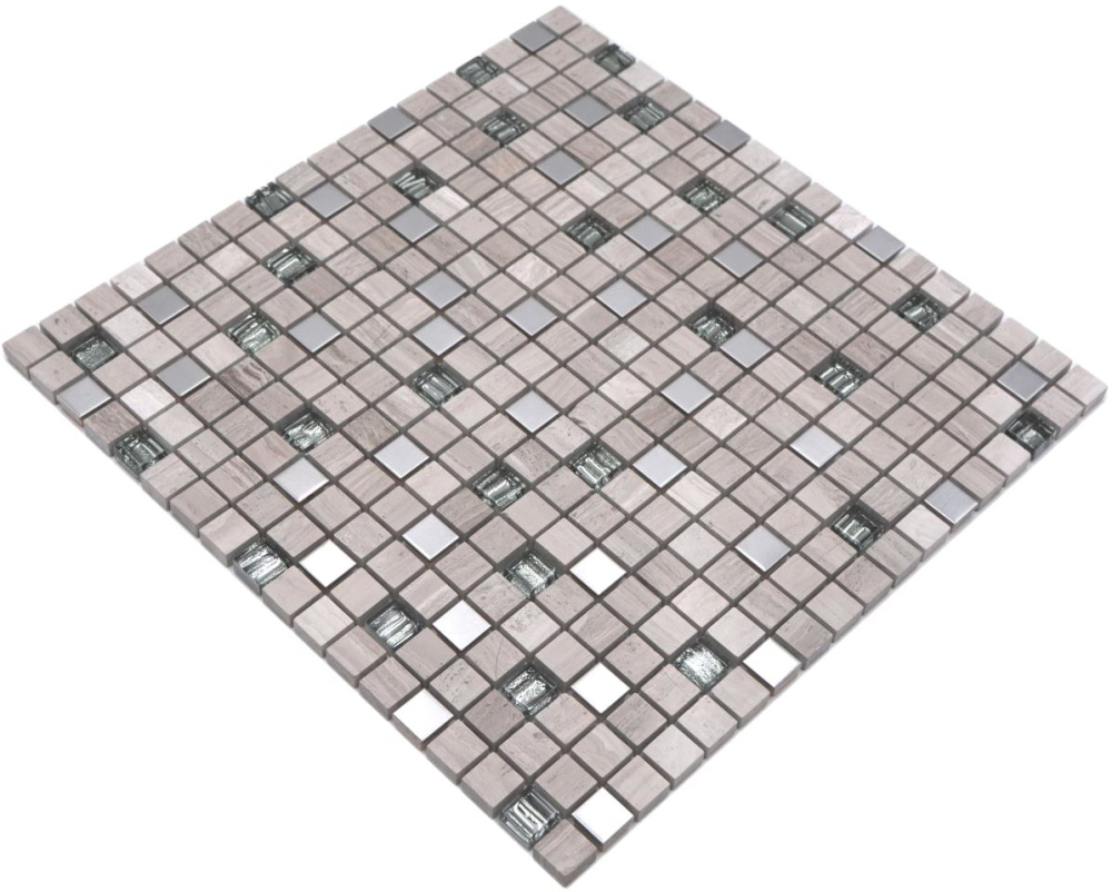 Mosaico di vetro pietra naturale acciaio inox rustico grigio-bianco crema effetto legno 92-2002 - Kopie