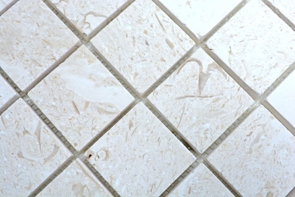 Mosaik Fliese Kalkstein Naturstein weiß Lymra Limestone honed 29-59048