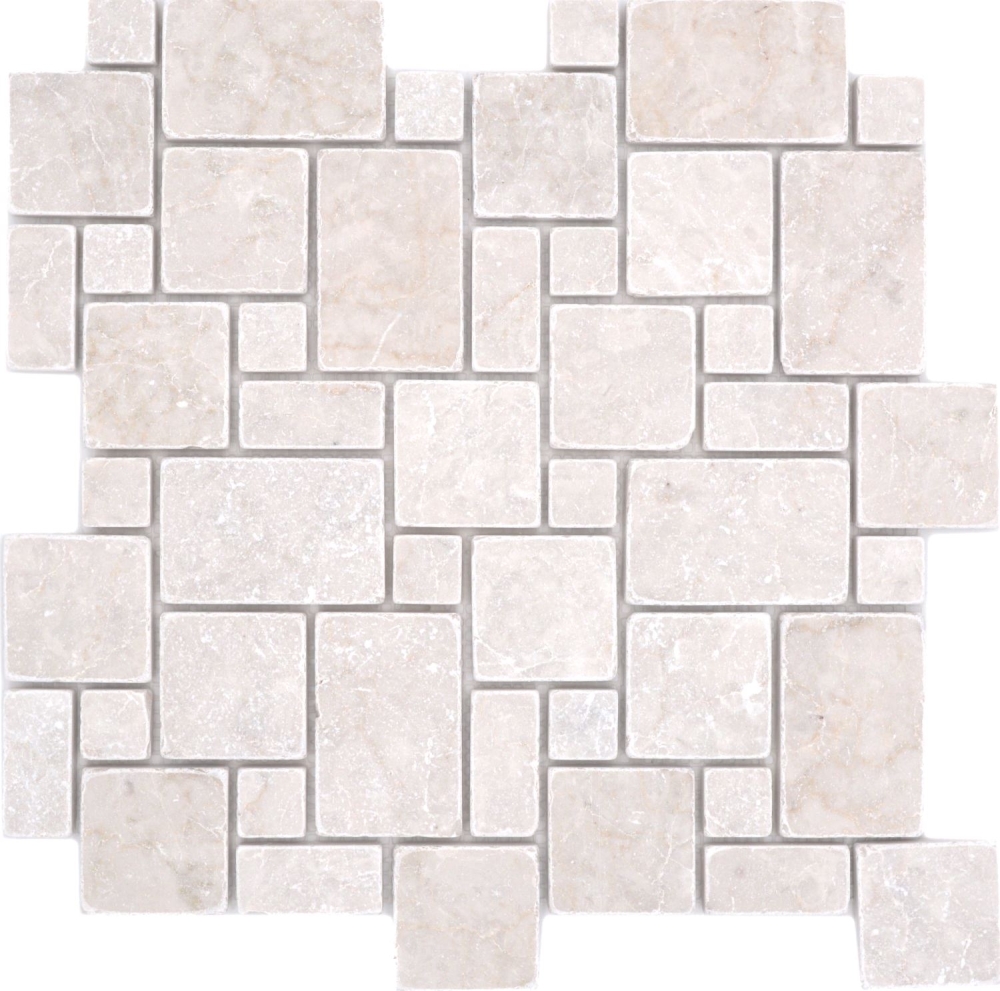 Mosaique aspect combine marbre ivoire mat - 10 feuilles de mosaique