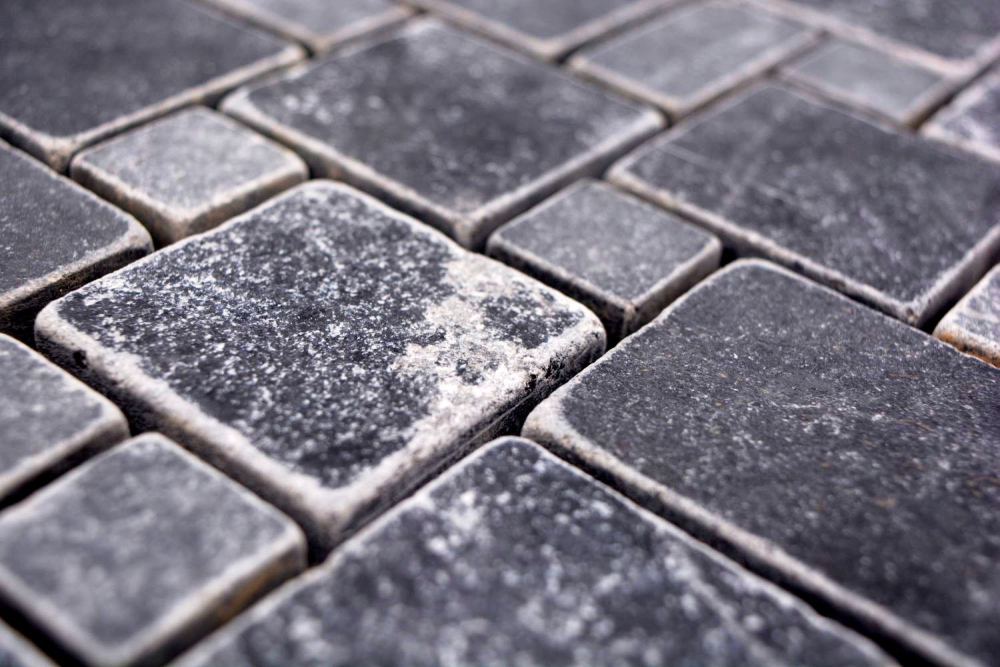 Mosaico combinado look marmol negro mate - 10 hojas de mosaico