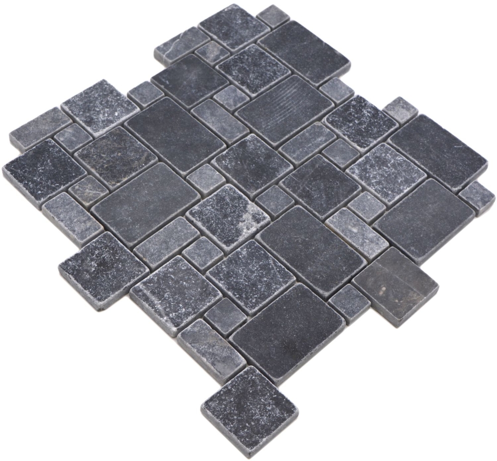 Mosaico combinado look marmol negro mate - 10 hojas de mosaico