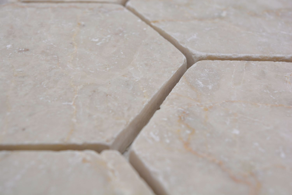 Mosaïque Hexagonale Botticino Marbre Antique Aspect Hexagonal Ivoire Mat