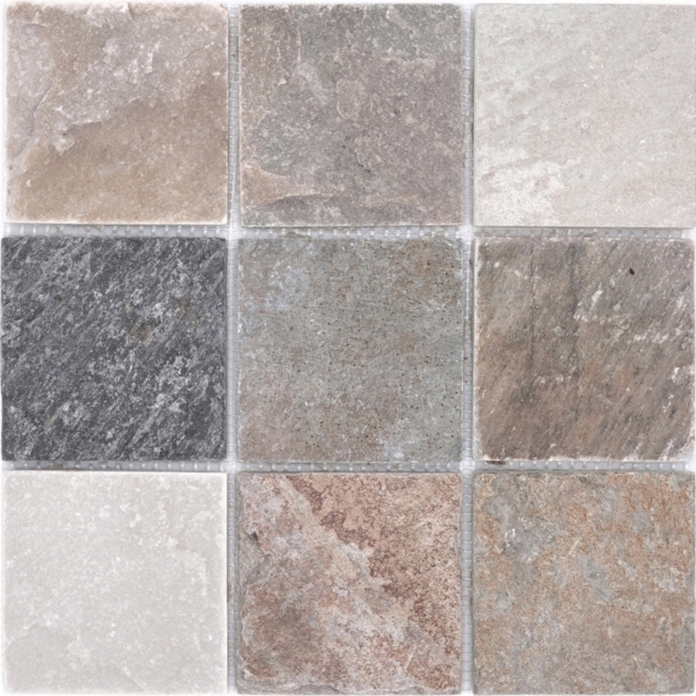 Mosaico cuarcita mezcla beige gris mate - 10 hojas de mosaico