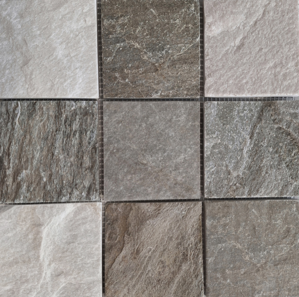 Mosaico cuarcita mezcla beige gris mate - 10 hojas de mosaico