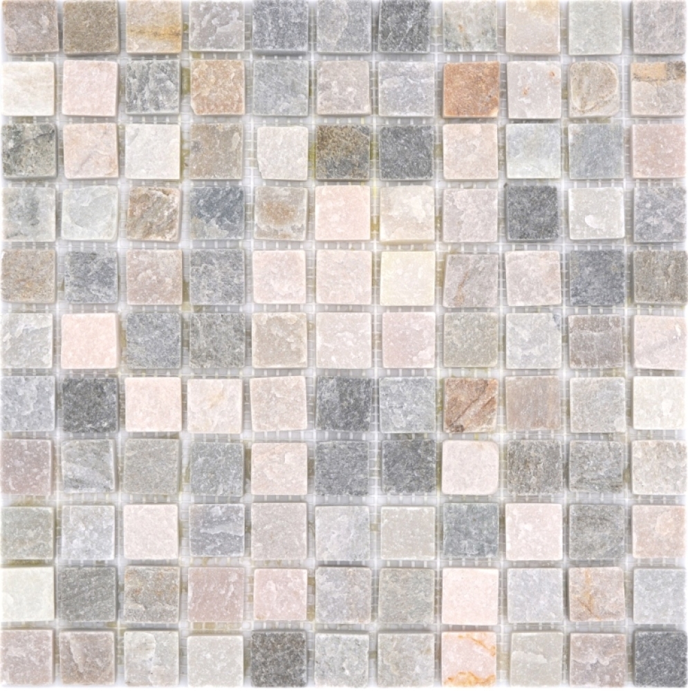 Quarzit Mosaik Naturstein Wandmosaik Bodenmosaik beige grau 36-0206