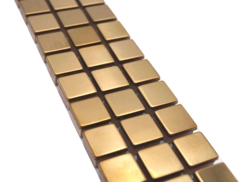 Mosaik Borde Bordüre Gold Edelstahl leicht gebürstet