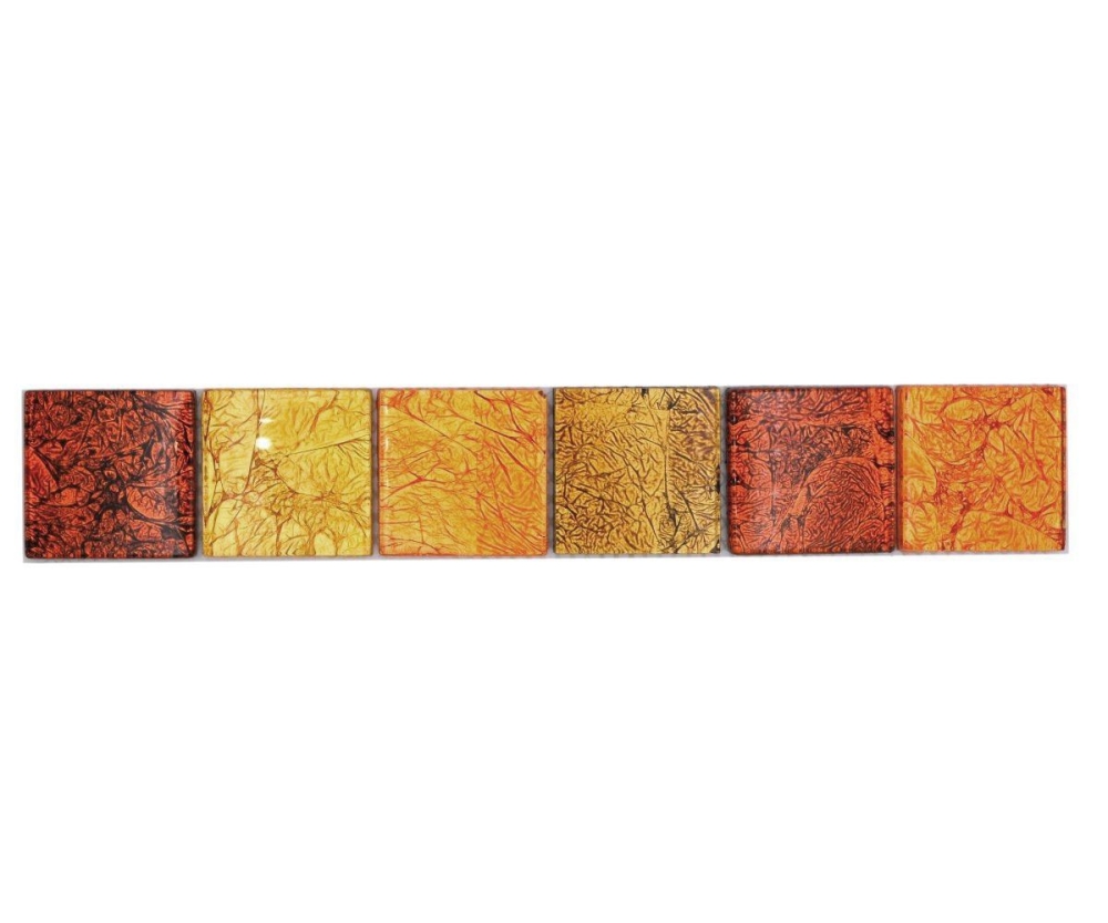 Mosaik Borde Bordüre Glasmosaik Mosaikfliese gold orange Struktur