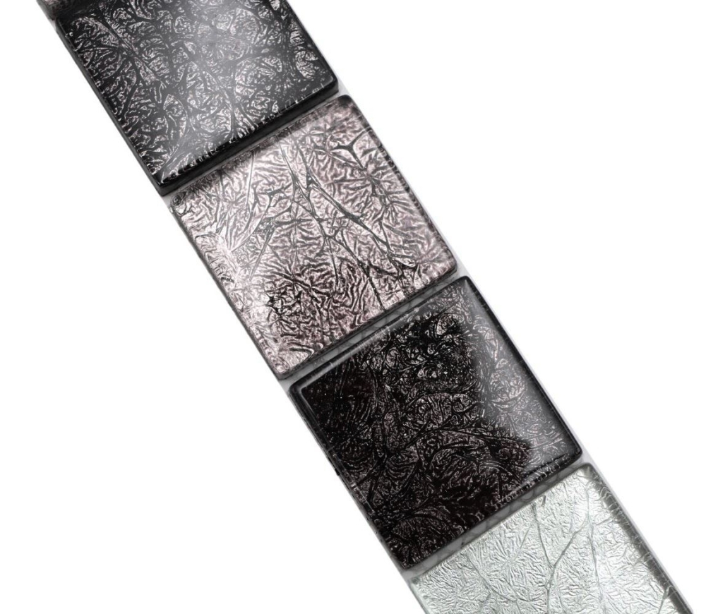 Mosaik Borde Bordüre Glasmosaik Mosaikfliese Silber Schwarz Struktur