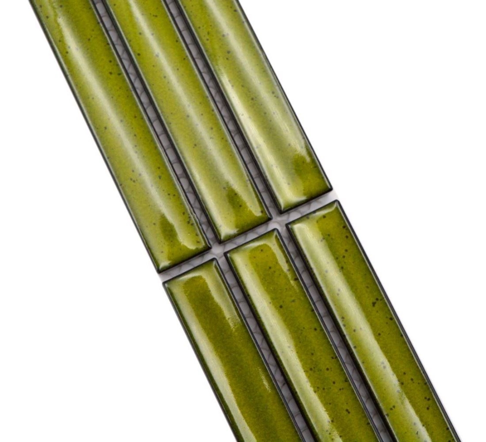 Mosaik Borde Bordüre Stäbchen hellgrün gesprenkelt glänzend
