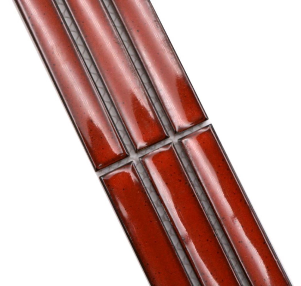 Mosaik Borde Bordüre Stäbchen rot gesprenkelt glänzend
