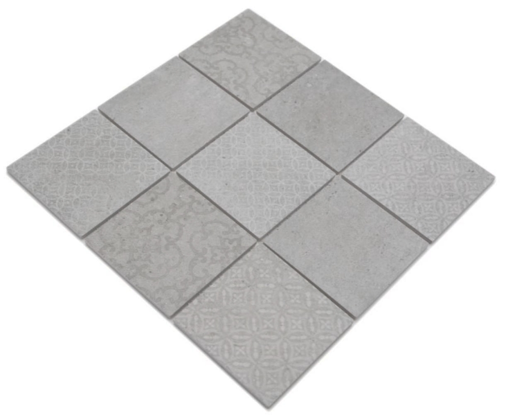 Mosaico cuadrado shabby chic gris ceramica shabby chic look gris mate