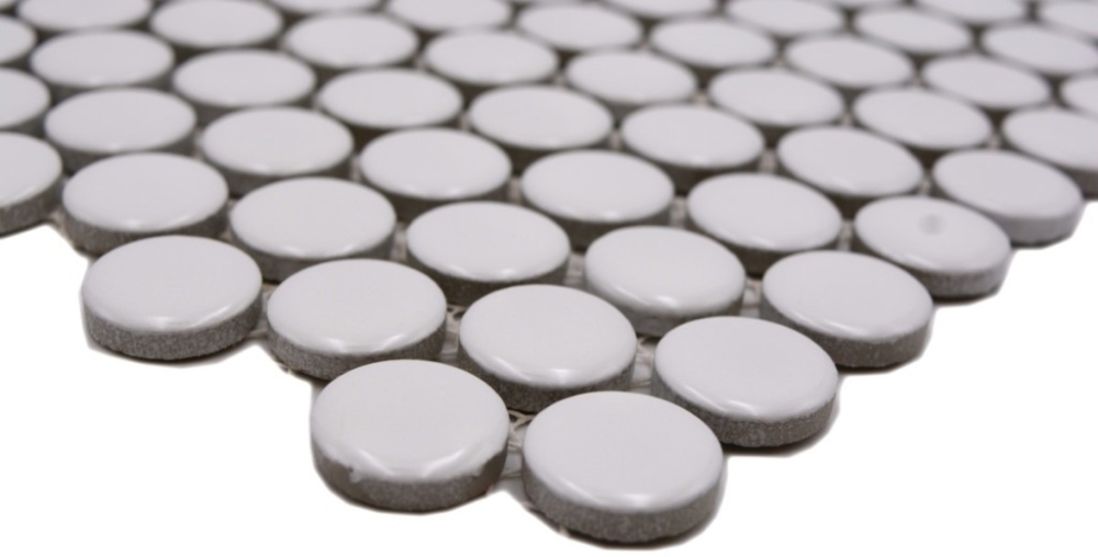 Button mosaic Round mosaic Loop Penny white glossy ceramic 10-0102