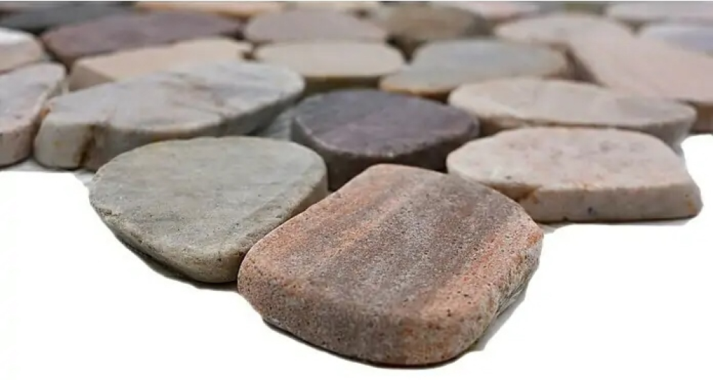 Mosaico guijarro corte mezcla beige gris rojo fluor guijarro aspecto guijarro mate