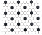 Azulejo mosaico ceramica hexagono negro blanco mate 11A-0301