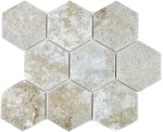 Mosaik Fliese Keramikmosaik grau Hexagon Zement 11F-0202