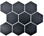 Mosaik Fliese Keramikmosaik Hexagon schwarz matt 11F-0311