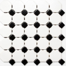 Mosaik Fliese Keramikmosaik Octagon weiß matt schwarz glänzend 13-OctaG468